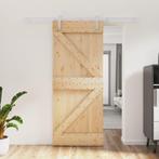 vidaXL Schuifdeur met beslag 85x210 cm massief grenenhout, Doe-het-zelf en Verbouw, Deuren en Horren, Verzenden, Nieuw