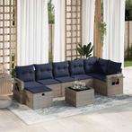 vidaXL 8-delige Loungeset met kussens poly rattan grijs, Tuin en Terras, Nieuw, Loungeset, 7 zitplaatsen, Verzenden