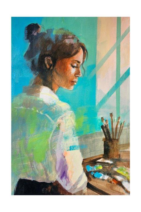 Cristina Bergoglio - The light in my studio. NO Reserve, Antiek en Kunst, Kunst | Schilderijen | Modern