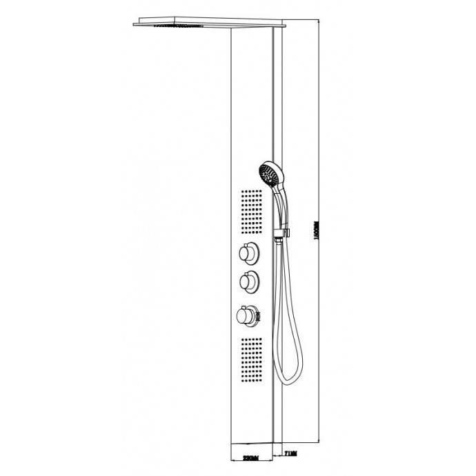 Belenos Rvs Douchekolom Met Thermostaatkraan 150X22 Cm, Doe-het-zelf en Verbouw, Sanitair, Ophalen of Verzenden