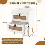 2dekans | coast Nachtkastje - 45x40x57 cm - Wit met Massief, Huis en Inrichting, Slaapkamer | Nachtkastjes, Ophalen of Verzenden