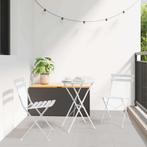 vidaXL Vouw Bistro Set 3 pcs Wit Staal, Verzenden, Nieuw, Rvs