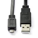 Motorola oplaadkabel | Micro USB 2.0 | 1 meter (Plat, Zwart), Telecommunicatie, Nieuw, Verzenden