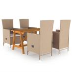 vidaXL 5-delige Tuinset beige, Tuin en Terras, 4 zitplaatsen, Nieuw, Tuinset, Verzenden