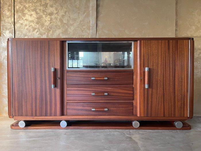 Gaston Poisson - Buffetkast - Mahonie, Metaal, Glas, Antiek en Kunst, Antiek | Meubels | Stoelen en Banken
