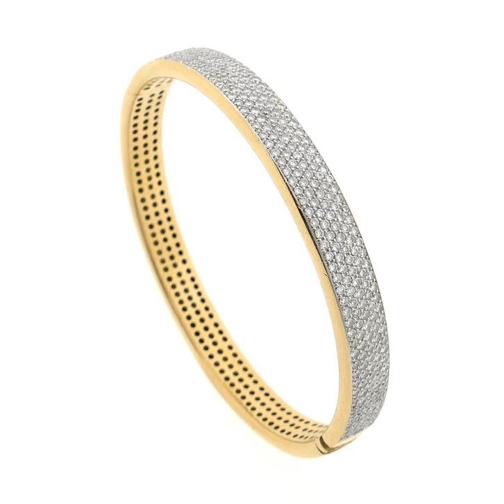18 Krt. gouden slavenarmband met diamant; 3,50 ct. | Ø 59.., Sieraden, Tassen en Uiterlijk, Armbanden, Overige kleuren, Gebruikt