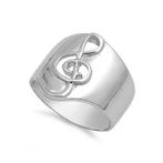 Zilveren brede ring met vioolsleutel, Sieraden, Tassen en Uiterlijk, Ringen, Nieuw, Zilver, Verzenden