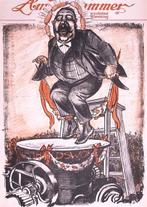 Spotprent over Posthuma die in een worstmachine springt, Antiek en Kunst, Verzenden