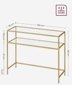 Gouden Consoletafel met Glas – Modern en Elegant 100×35×80, Verzenden