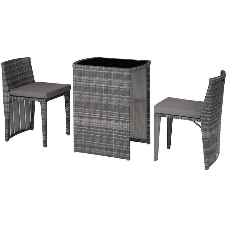 Aluminium wicker bistroset Hamburg - grijs, Tuin en Terras, Tuinsets en Loungesets, Verzenden