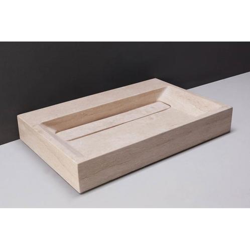 Wastafel Forzalaqua Bellezza Travertin Gezoet 60x40x9 cm Met, Doe-het-zelf en Verbouw, Sanitair, Overige typen, Nieuw, Ophalen of Verzenden