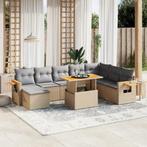 vidaXL 9-delige Loungeset met kussens poly rattan beige, Tuin en Terras, Tuinsets en Loungesets, Verzenden, Nieuw, Rotan, Loungeset
