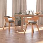 vidaXL Eetkamerstoel 2 st gebogen hout en stof lichtgrijs, Huis en Inrichting, Stoelen, Verzenden, Nieuw, Grijs