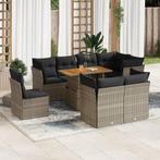 vidaXL 9-delige Loungeset met kussens poly rattan grijs, Tuin en Terras, Tuinsets en Loungesets, Verzenden, Nieuw, Rotan, Loungeset