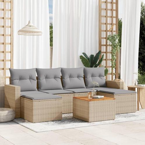 vidaXL 7-delige Loungeset met kussens poly rattan gemengd, Tuin en Terras, Tuinsets en Loungesets, Loungeset, Nieuw, Rotan, Verzenden