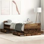 vidaXL Bedframe zonder matras bewerkt 90x200 cm bewerkt hout, 90 cm, Eenpersoons, Bruin, Verzenden