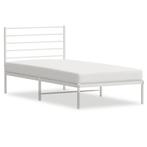 Bedframe met Hoofdbord - Retourdeal - Wit 90x190 - 35%!, Huis en Inrichting, Slaapkamer | Bedden, 90 cm, Eenpersoons, Wit, Nieuw