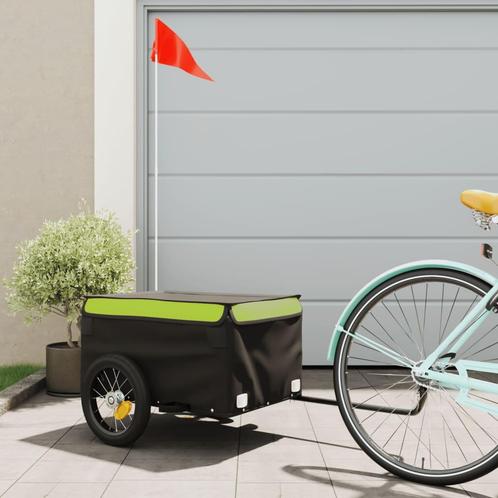 vidaXL Fietstrailer 30 kg ijzer zwart en groen, Fietsen en Brommers, Fietsaccessoires | Aanhangers en Karren, Nieuw, Verzenden