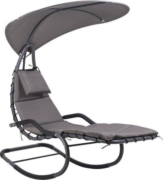 Schommelstoel met parasol - Donkergrijs, Tuin en Terras, Tuinsets en Loungesets, Verzenden