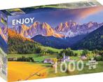 Church in Dolomites Mountains - Italy Puzzel (1000 stukjes), Hobby en Vrije tijd, Denksport en Puzzels, Verzenden, Nieuw