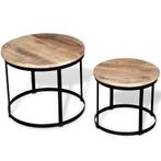 vidaXL 2-delige Salontafelset rond 40/50 cm ruw mangohout, Huis en Inrichting, Tafels | Salontafels, Verzenden, Rond, Nieuw, 50 tot 100 cm