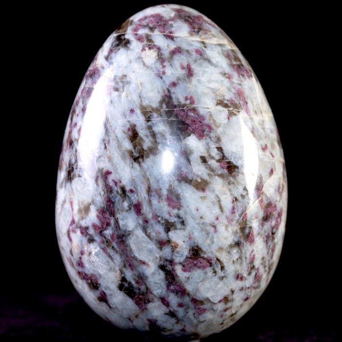 Kwarts Ei met Rozen Toermalijn en Lepidoliet. - Hoogte: 120, Verzamelen, Mineralen en Fossielen