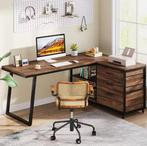 L-vormig Bureau 135 cm met Lades &amp; Planken – Hoek Design, Huis en Inrichting, Bureaus, Verzenden, Nieuw, Bureau