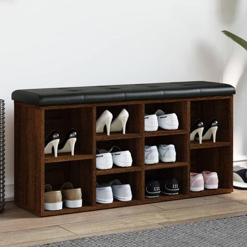 vidaXL Schoenenbank 102x32x50 cm bewerkt hout bruin, Huis en Inrichting, Banken | Voetenbanken en Poefen, Nieuw, Verzenden
