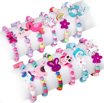 Betoverende Kinderarmbanden Set van 12- Houten Sieraden met