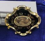 Broche - 18 karaat Geel goud, Enamel