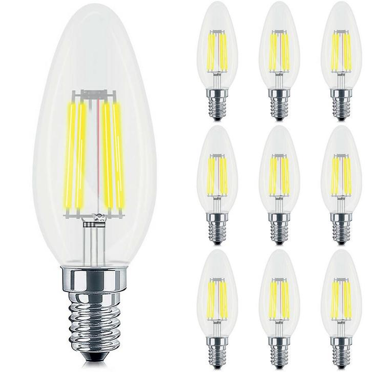 Voordeelpak 10x LED Lamp E14 Kaars Filament - Brinton -, Huis en Inrichting, Lampen | Losse lampen, Led-lamp, Nieuw, E14 (klein)