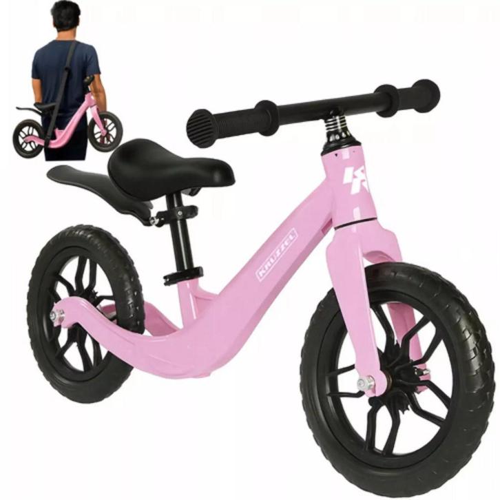 Kruzzel Loopfiets Roze 12 Inch – Verstelbaar Zadel + Draa., Fietsen en Brommers, Steps, Nieuw, Ophalen of Verzenden