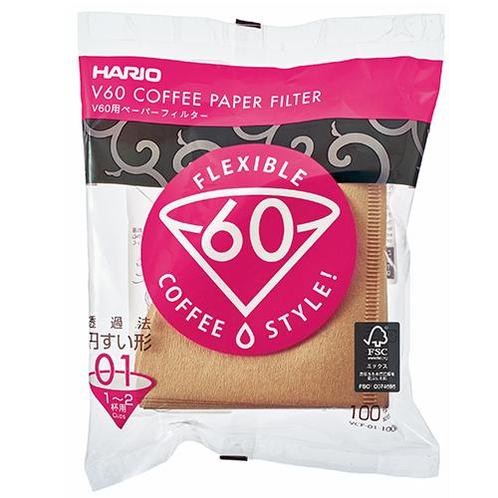 Hario V60-01 Koffiefilters Bruin 100 stuks (slow coffee), Witgoed en Apparatuur, Koffiemachine-accessoires, Nieuw, Ophalen of Verzenden