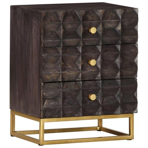 vidaXL Nachtkastje 40x30x50 cm massief mangohout zwart, Huis en Inrichting, Kasten | Overige, Nieuw, Verzenden