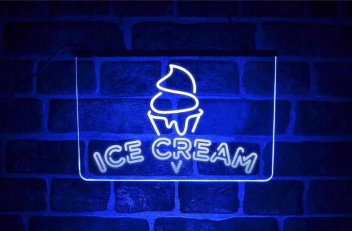 Ijssalon ice cream neon bord lamp LED  verlichting reclame l, Verzamelen, Merken en Reclamevoorwerpen, Nieuw, Verzenden