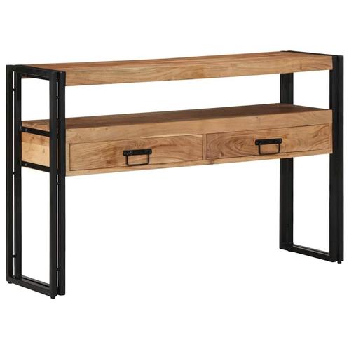 vidaXL Wandtafel met lade Bruin 120 x 33 x 75 cm Massief, Huis en Inrichting, Tafels | Bijzettafels, Nieuw, 60 cm of meer, Verzenden