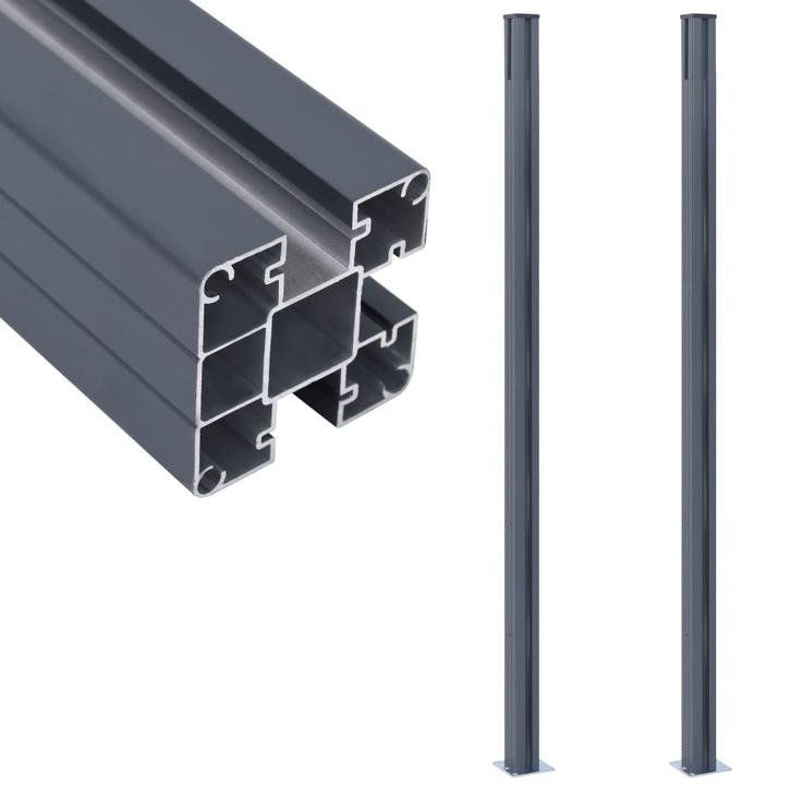 vidaXL Schuttingpalen 2 st 185 cm aluminium donkergrijs, Tuin en Terras, Palen, Balken en Planken, Nieuw, Verzenden