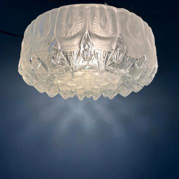 Vintage Mid Century Decorative Thick Glass Ceiling Lamp beschikbaar voor biedingen
