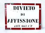 Divieto di Affissione verbodsbord. - Verkeersbord - Metaal, Antiek en Kunst