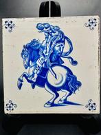 Antiek Tegel - Horseman in Blue and White - Antiek -