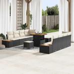 vidaXL Tuin Sofa Set met kussen 11 pcs Zwart en Crème 80 x, Verzenden, Nieuw, Rotan