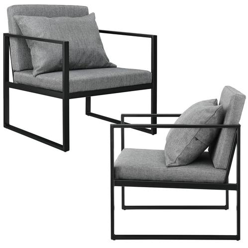 Design fauteuil met kussens 70x60x60 cm set van 2 donkergrij, Huis en Inrichting, Fauteuils, Nieuw, Verzenden