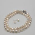 Halsketting - 14 karaat Zilver, Witgoud Parel - K14WG Akoya, Nieuw