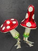 Glashütte Lauscha: 2 paddestoelen op knijper, circa 1960 -, Diversen, Kerst, Nieuw