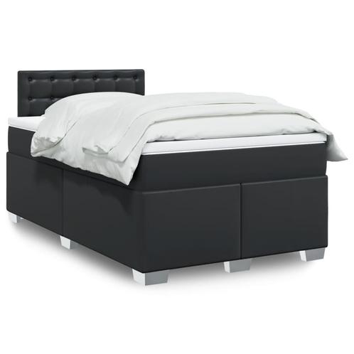 vidaXL Boxspring met matras kunstleer zwart 120x200 cm, Huis en Inrichting, Slaapkamer | Bedden, 120 cm, 200 cm, Zwart, Twijfelaar
