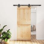 vidaXL Schuifdeur met beslag 85x210 cm massief grenenhout, Doe-het-zelf en Verbouw, Deuren en Horren, Verzenden, Nieuw