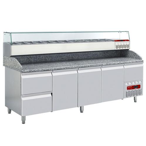 Diamond Pizzawerkbank + Opzetkoelvitrine | 564L | 3 Deuren +, Zakelijke goederen, Horeca | Meubilair en Inrichting, Nieuw in verpakking
