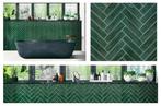 Donker groene handvorm of visgraattegels Opal Emerald 7,5x30, Verzenden, Nieuw, Minder dan 20 cm, 20 tot 40 cm