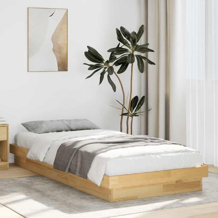vidaXL Bedframe zonder matras 80x200 cm massief eikenhout, Huis en Inrichting, Slaapkamer | Bedden, 80 cm, 200 cm, Bruin, Eenpersoons