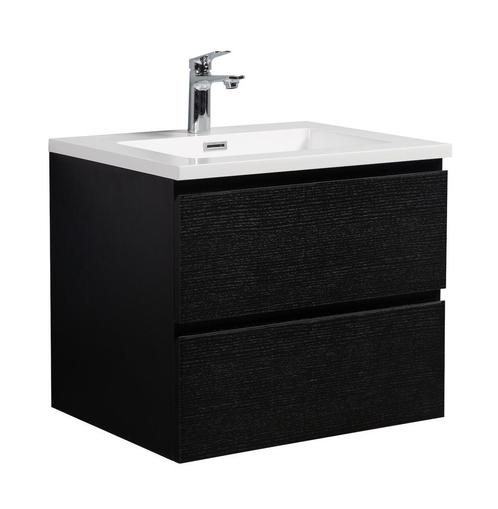 Badkamermeubel Set Angela 60cm Zwart Houtnerf Badmeubel, Huis en Inrichting, Badkamer | Badkamermeubels, Nieuw, Wastafelkast, Verzenden